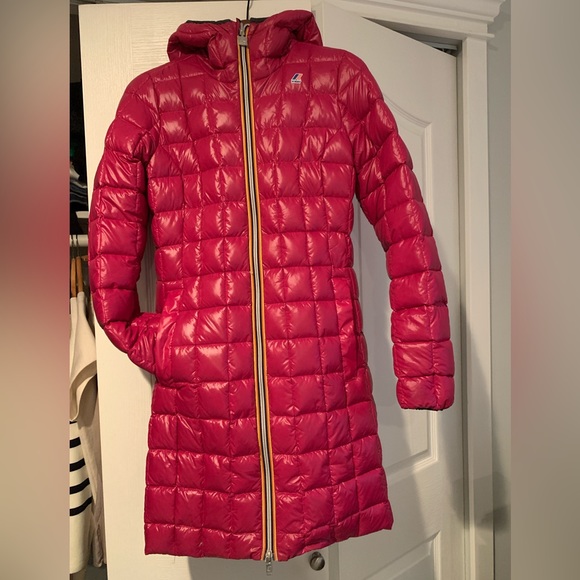 Women’s small K-WAY Denise Thermo Plus 3/4 length jacket navy & pink - Picture 3 of 8